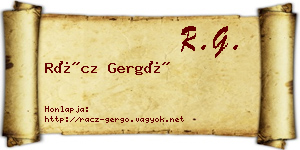 Rácz Gergő névjegykártya